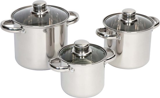 3-Delige RVS camping pannenset