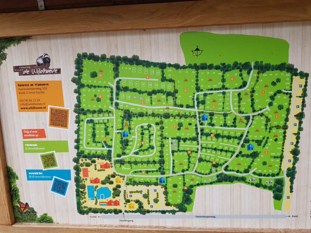 plattegrond camping de Wildhoeve, Emst 