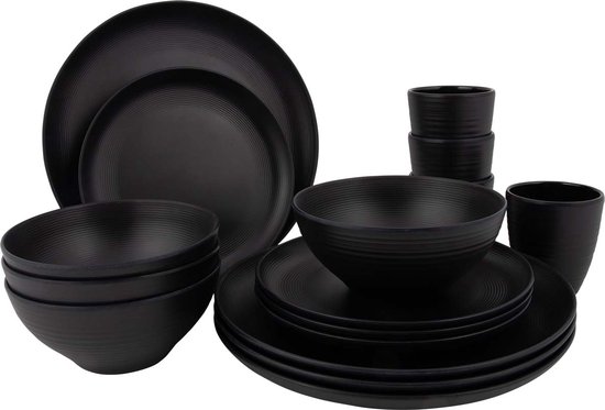 zwart campingservies