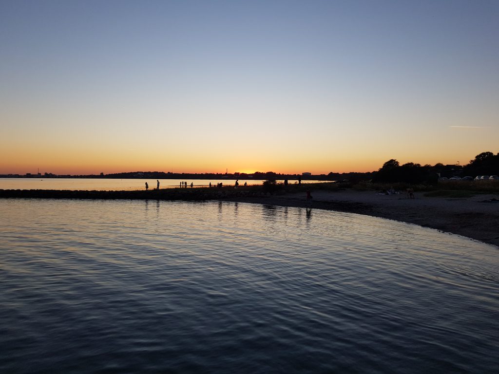 zonsondergang Horsens fjord, Denemarken