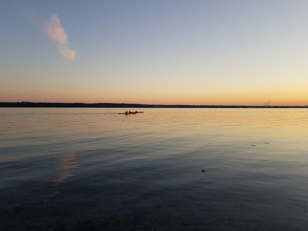 zonsondergang Horsens fjord, Denemarken